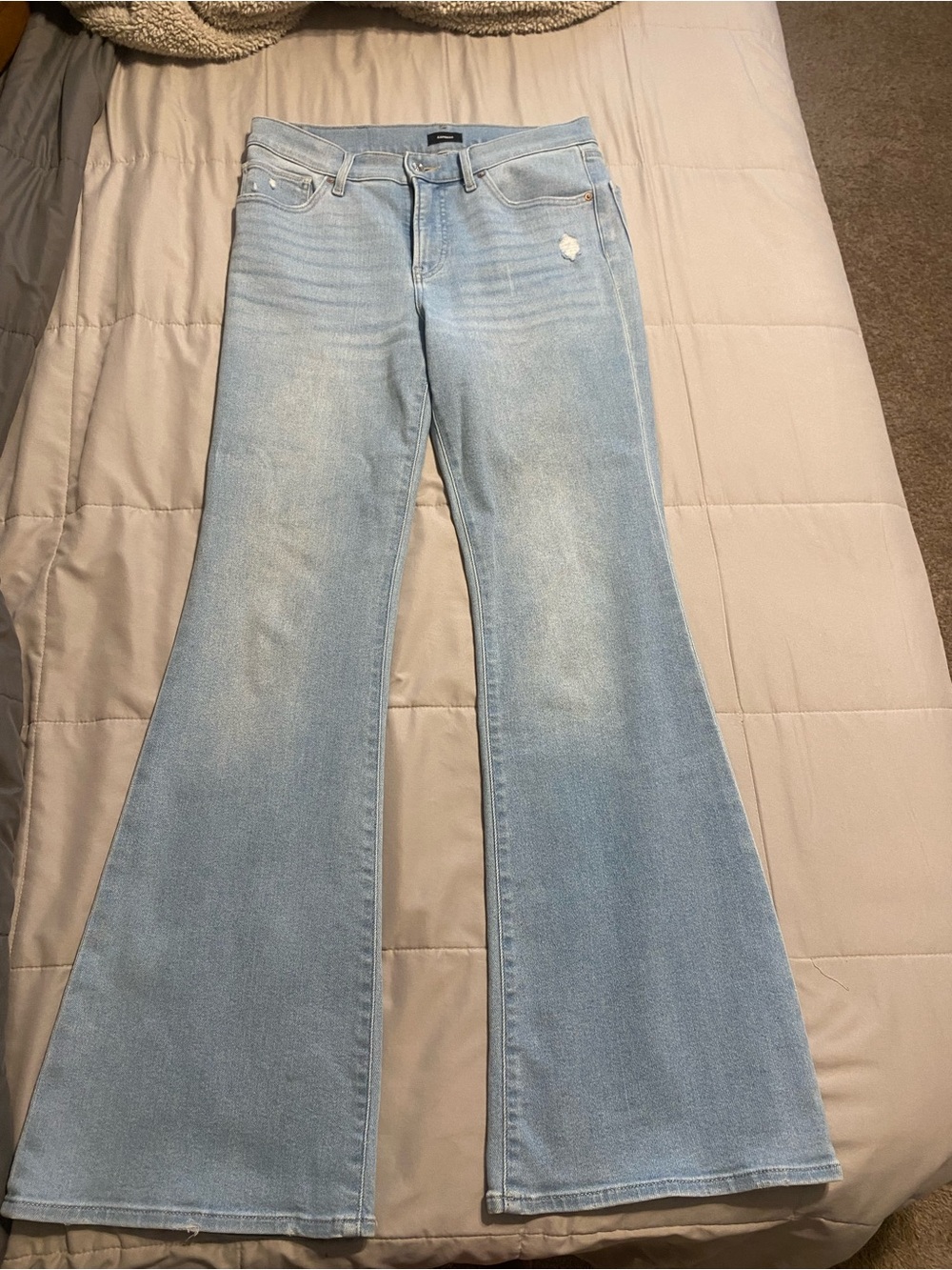 Express Light Blue High-Rise Flare Jeans